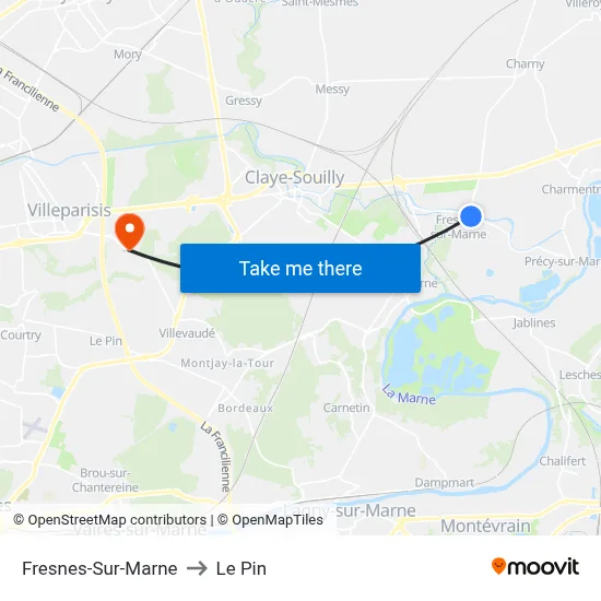 Fresnes-Sur-Marne to Le Pin map