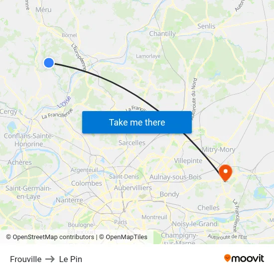 Frouville to Le Pin map
