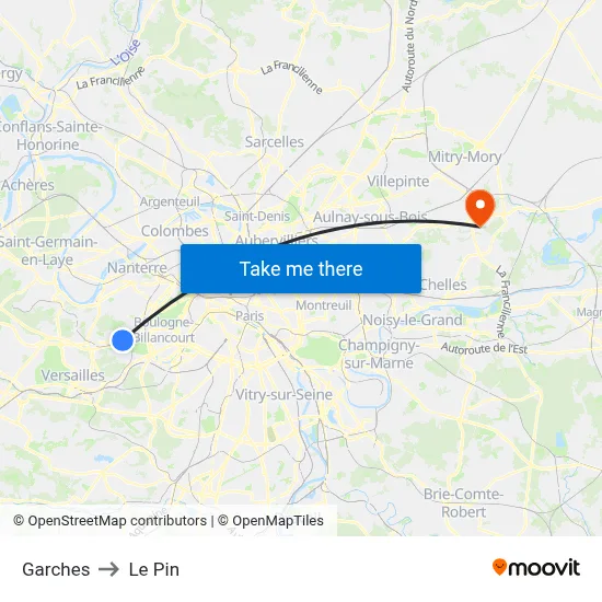 Garches to Le Pin map