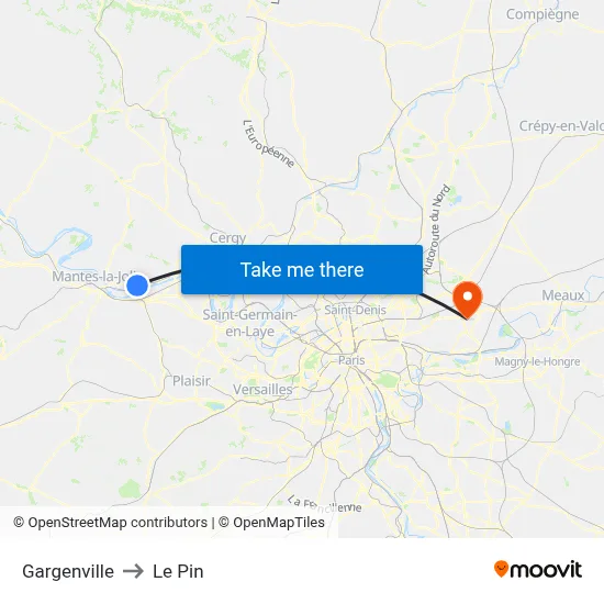 Gargenville to Le Pin map