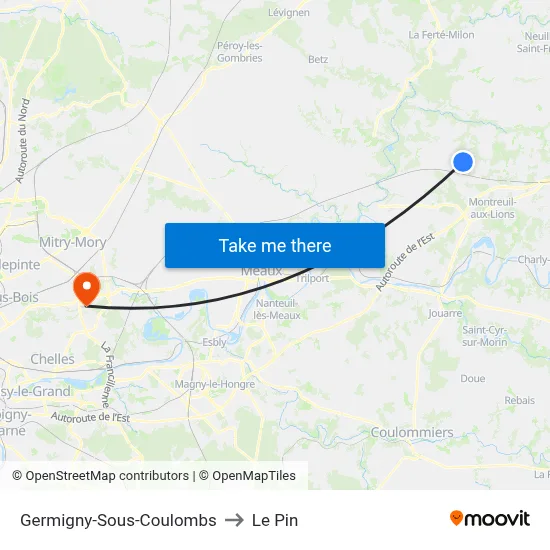 Germigny-Sous-Coulombs to Le Pin map