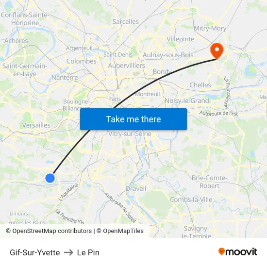 Gif-Sur-Yvette to Le Pin map