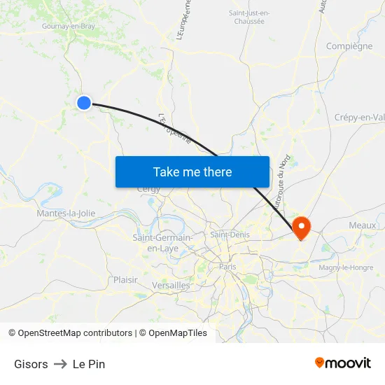 Gisors to Le Pin map
