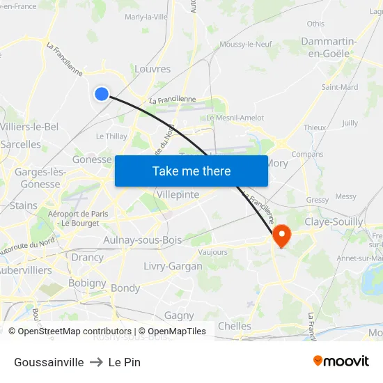 Goussainville to Le Pin map