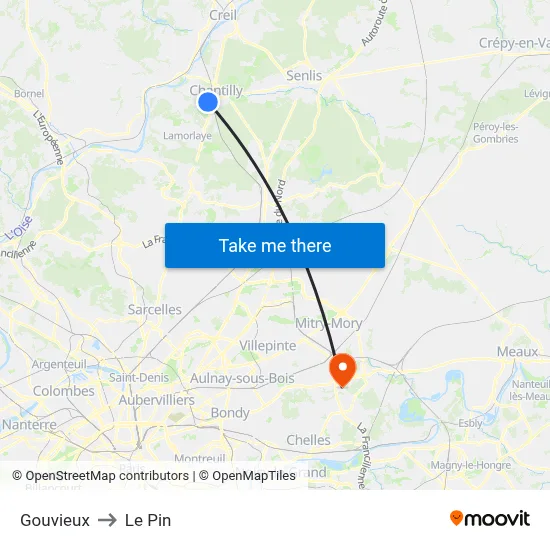 Gouvieux to Le Pin map