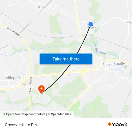 Gressy to Le Pin map