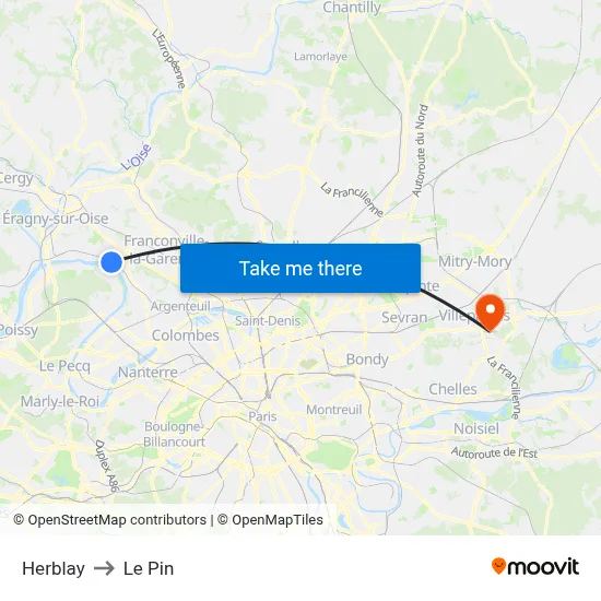 Herblay to Le Pin map