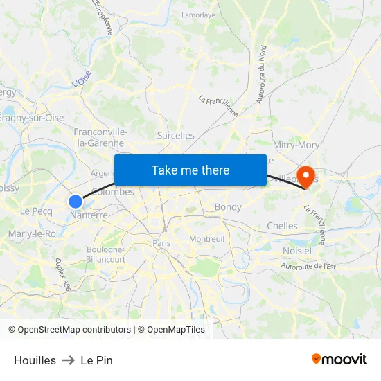 Houilles to Le Pin map