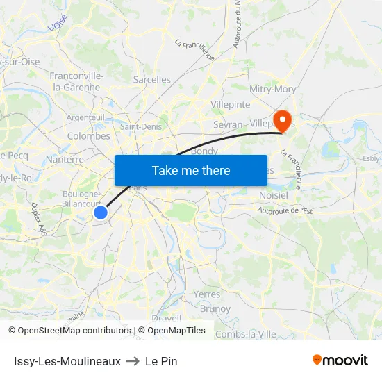 Issy-Les-Moulineaux to Le Pin map