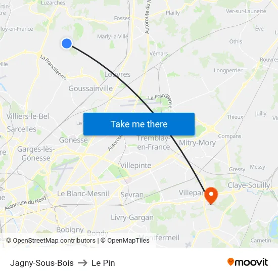 Jagny-Sous-Bois to Le Pin map