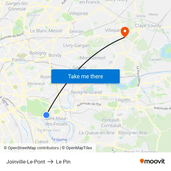 Joinville-Le-Pont to Le Pin map
