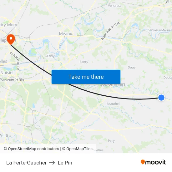 La Ferte-Gaucher to Le Pin map