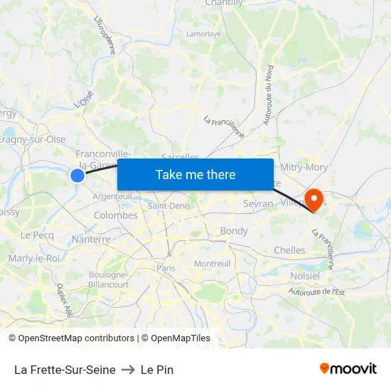 La Frette-Sur-Seine to Le Pin map