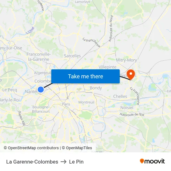 La Garenne-Colombes to Le Pin map