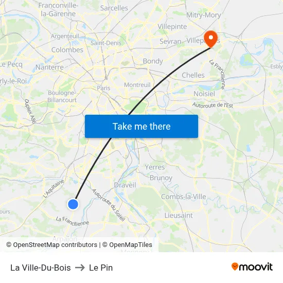 La Ville-Du-Bois to Le Pin map