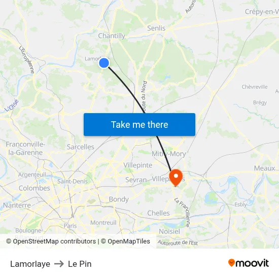 Lamorlaye to Le Pin map