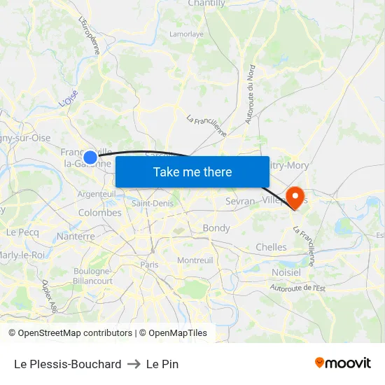 Le Plessis-Bouchard to Le Pin map