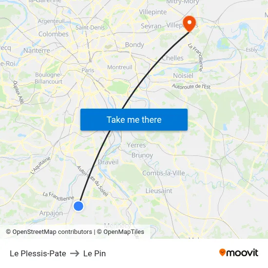 Le Plessis-Pate to Le Pin map