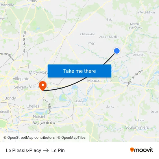 Le Plessis-Placy to Le Pin map