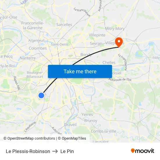 Le Plessis-Robinson to Le Pin map