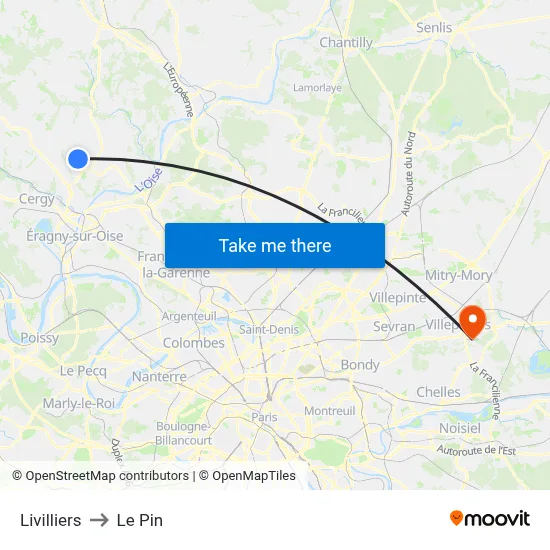 Livilliers to Le Pin map