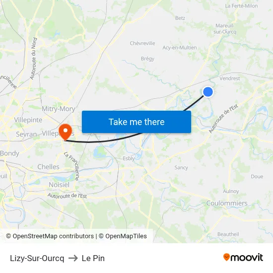 Lizy-Sur-Ourcq to Le Pin map