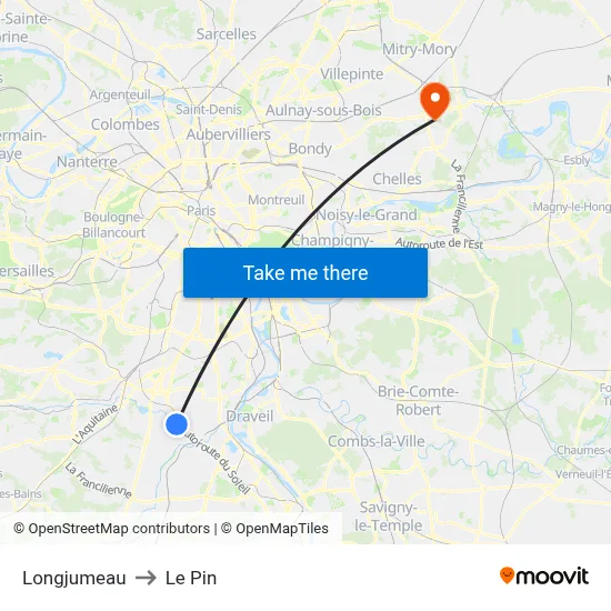 Longjumeau to Le Pin map