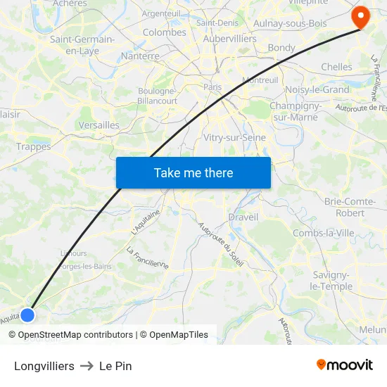 Longvilliers to Le Pin map