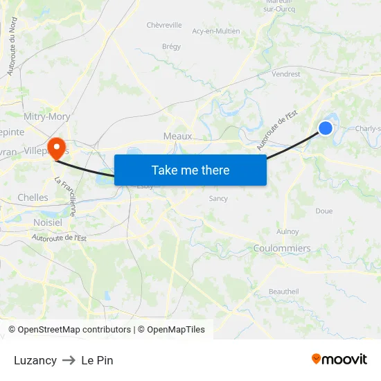 Luzancy to Le Pin map