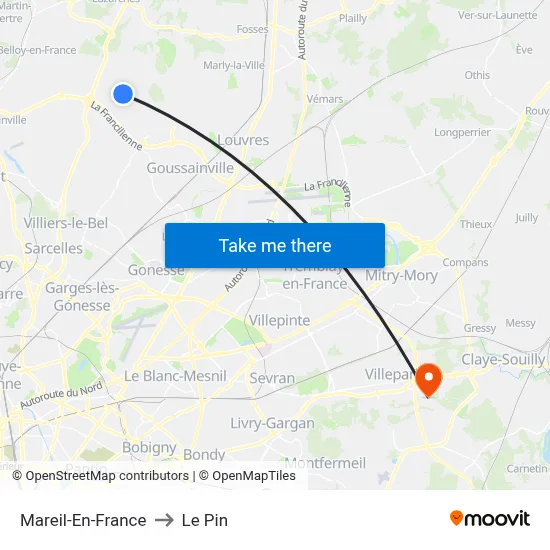 Mareil-En-France to Le Pin map