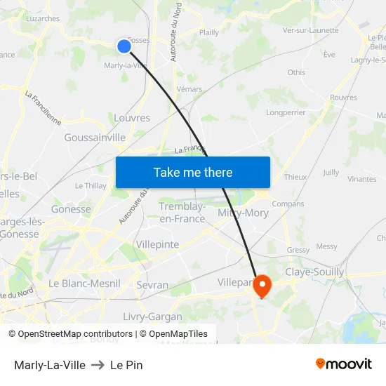 Marly-La-Ville to Le Pin map