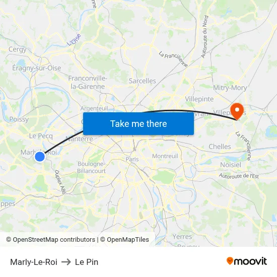 Marly-Le-Roi to Le Pin map