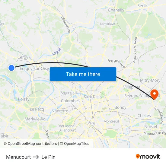 Menucourt to Le Pin map