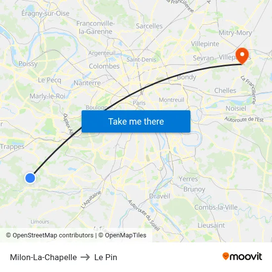 Milon-La-Chapelle to Le Pin map