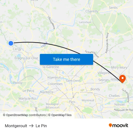 Montgeroult to Le Pin map