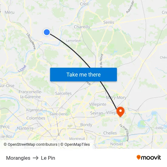 Morangles to Le Pin map