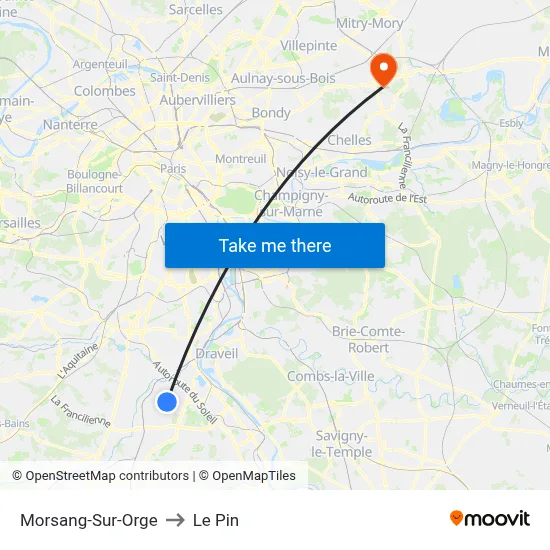 Morsang-Sur-Orge to Le Pin map