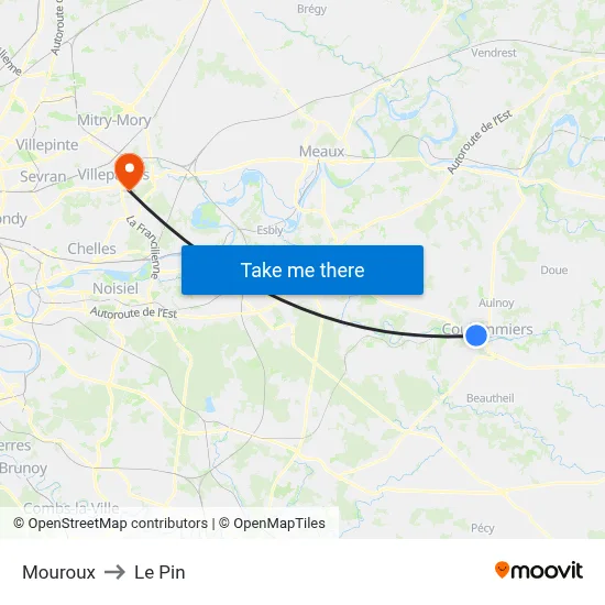 Mouroux to Le Pin map