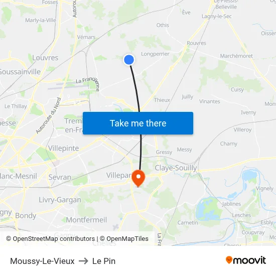 Moussy-Le-Vieux to Le Pin map