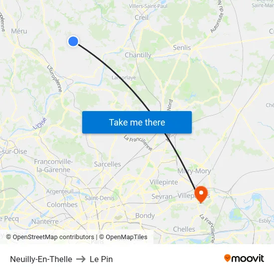 Neuilly-En-Thelle to Le Pin map