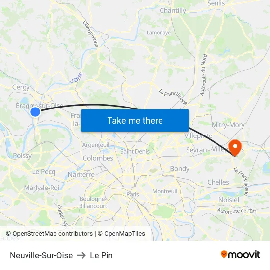 Neuville-Sur-Oise to Le Pin map