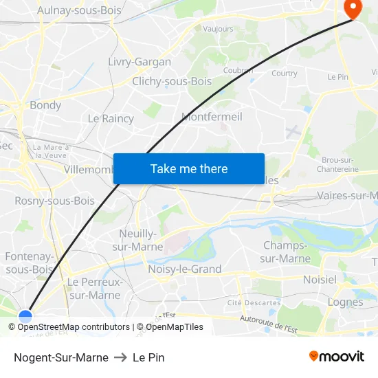 Nogent-Sur-Marne to Le Pin map