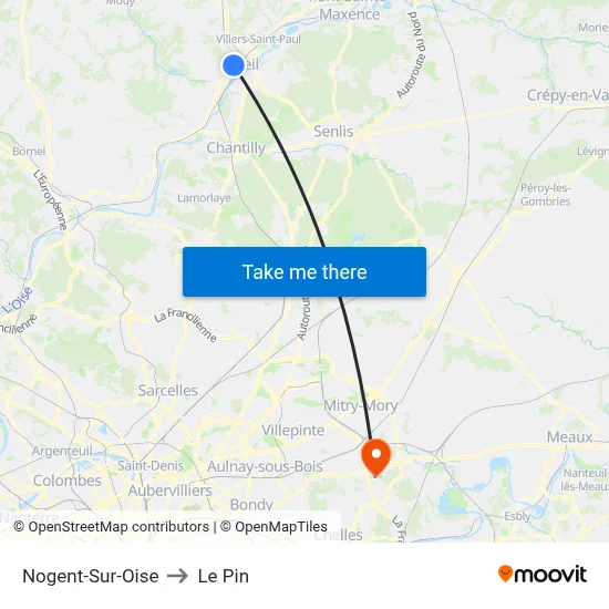 Nogent-Sur-Oise to Le Pin map