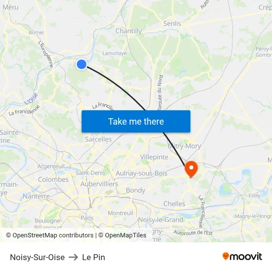 Noisy-Sur-Oise to Le Pin map