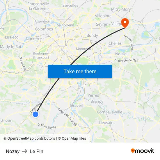 Nozay to Le Pin map