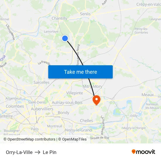 Orry-La-Ville to Le Pin map