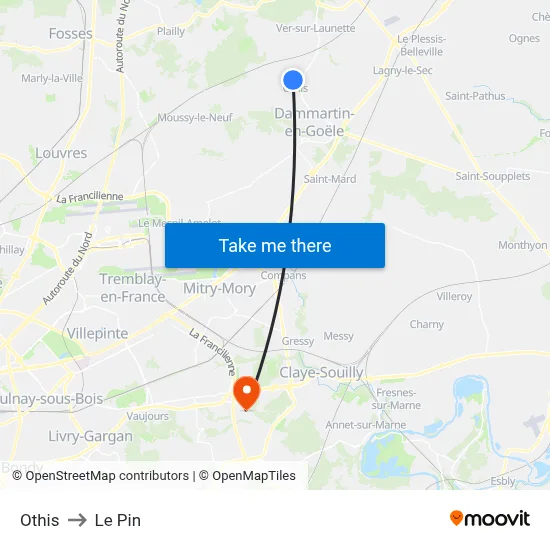 Othis to Le Pin map