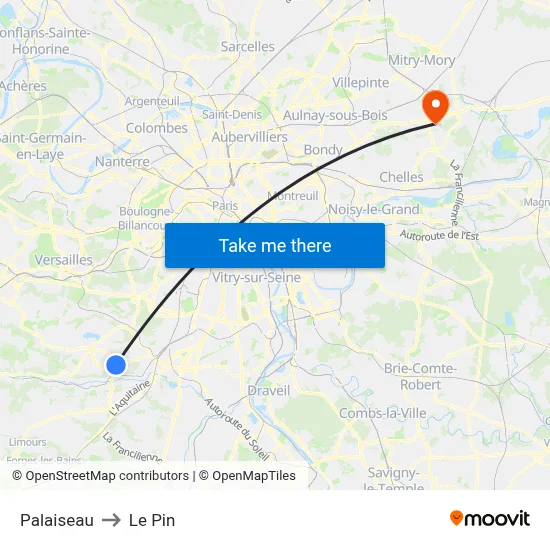 Palaiseau to Le Pin map