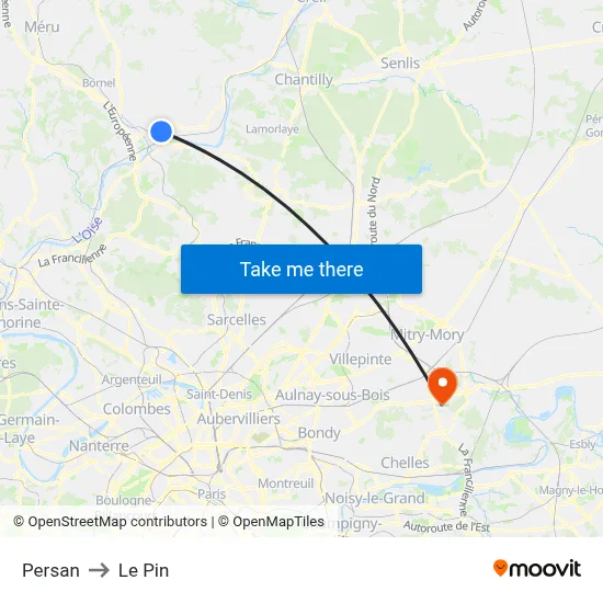 Persan to Le Pin map