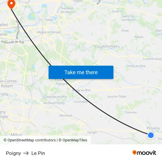 Poigny to Le Pin map